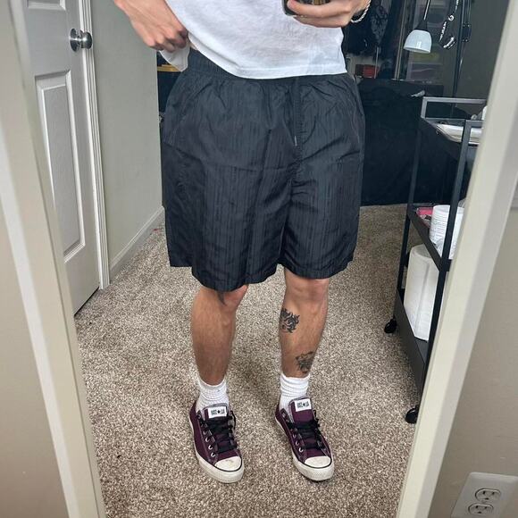 Black striped Stussy Swim Suit Bathing Suit Trunks Shorts - Picture 8 of 8